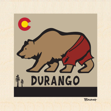 DURANGO ~ RIVER BEAR ~ COLORADO LOGO ~ 6x6