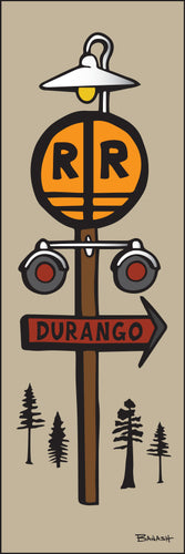 DURANGO ~ RAIL ROAD CROSSING ~ TOWN SIGN POST ~ 8x24