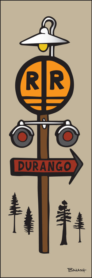 DURANGO ~ RAIL ROAD CROSSING ~ TOWN SIGN POST ~ 8x24