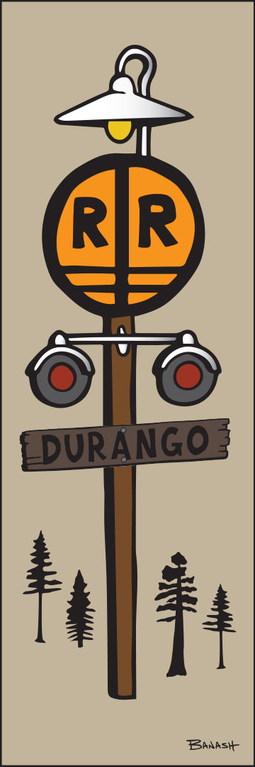 DURANGO ~ RAIL ROAD CROSSING ~ SIGN POST ~ 8x24