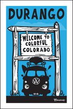 Load image into Gallery viewer, DURANGO ~ WELCOME ~ CANOE BUS GRILL ~ BLUE ~ 12x18