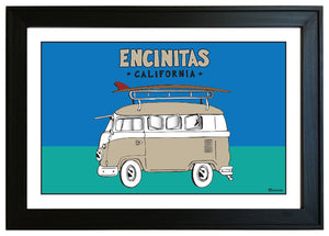 ENCINITAS ~ CALIF STYLE SURF BUS ~ 12x18