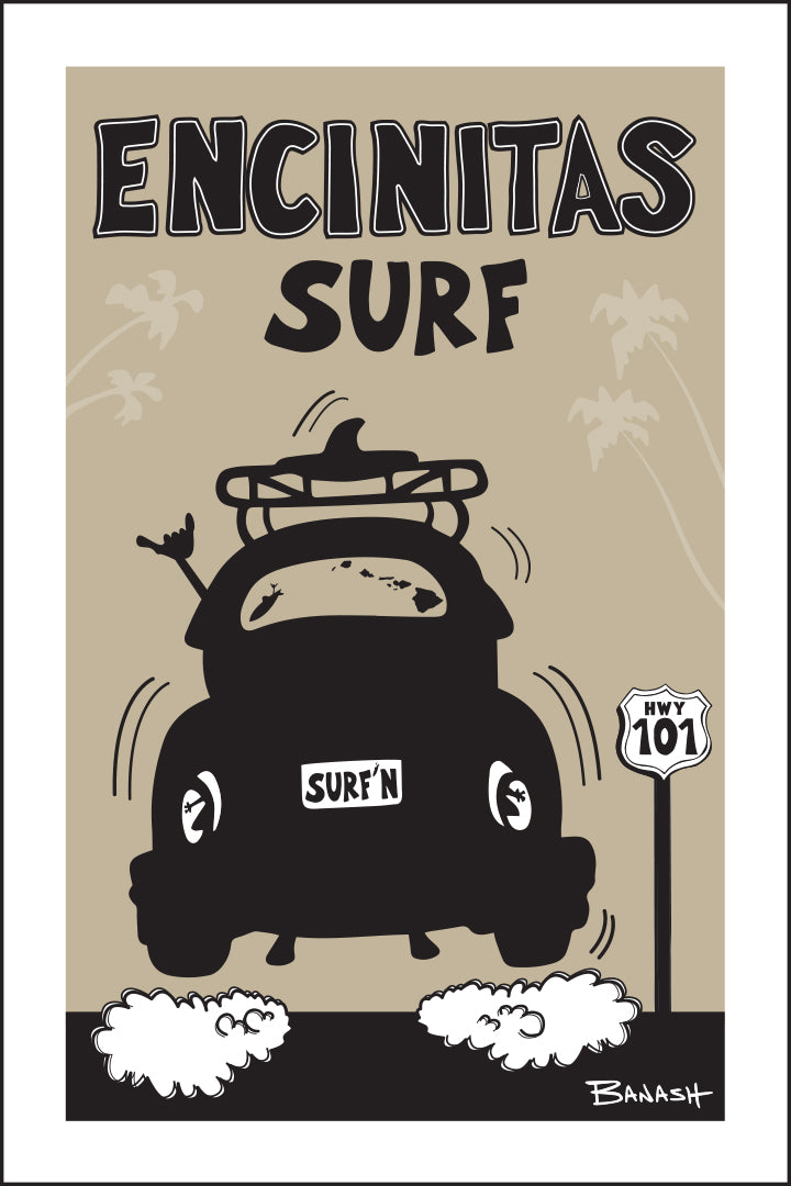 ENCINITAS ~ SURF ~ SURF BUG TAIL AIR ~ 12x18