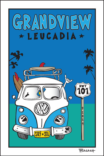 GRANDVIEW ~ LEUCADIA ~ VW SURF BUS GRILL ~ 12x18