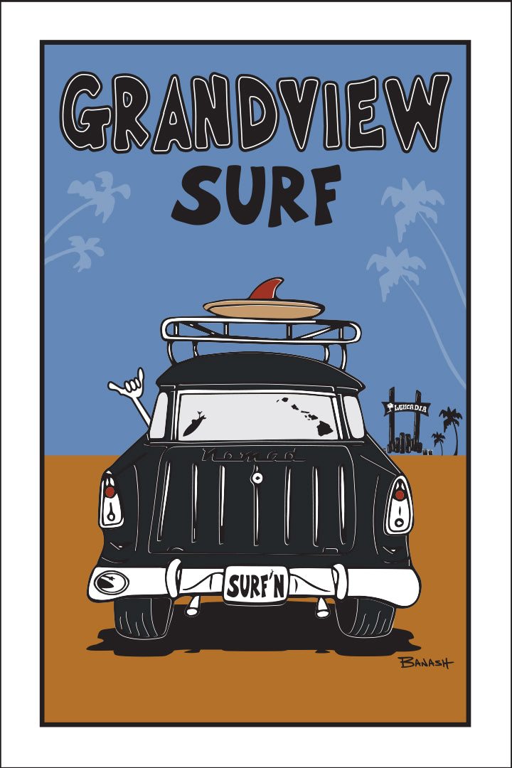 GRANDVIEW SURF ~ SURF NOMAD TAIL ~ LEUCADIA SIGN POST ~ SAND LINES ~ 12x18