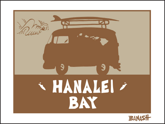HANALEI BAY ~ KAUAI ~ SURF BUS ~ 16x20