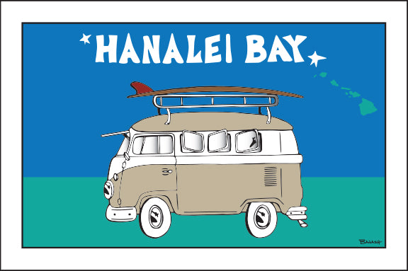 HANALEI BAY ~ SURF BUS ~ 12x18