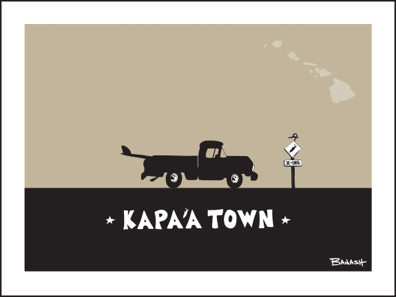 KAPAA TOWN ~ SURF PICKUP ~ 16x20