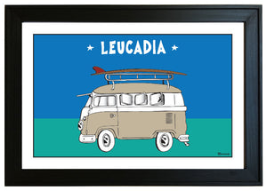 LEUCADIA ~ CALIF STYLE SURF BUS ~ 12x18