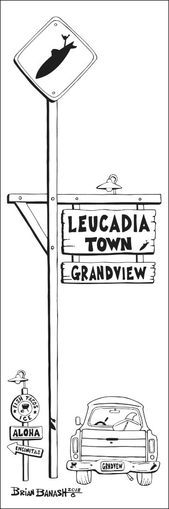 GRANDVIEW ~ TOWN SURF XING ~ LEUCADIA ~ 8x24