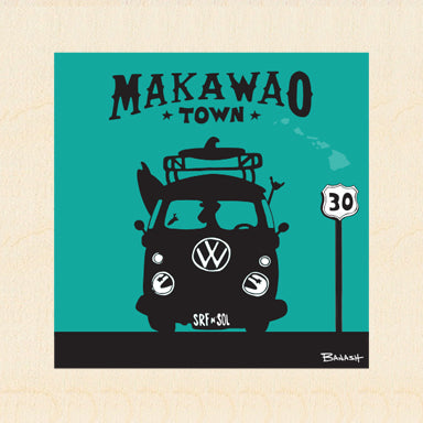 MAKAWAO TOWN ~ SURF BUS GRILL ~ 6x6