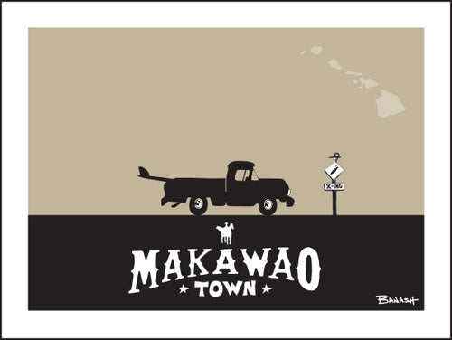 MAKAWAO TOWN ~ SURF PICKUP ~ 16x20