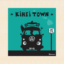 Load image into Gallery viewer, MAUI ~ KIHEI TOWN ~ VW BUS GRILL ~ BIRCH WOOD PRINT ~ 6x6