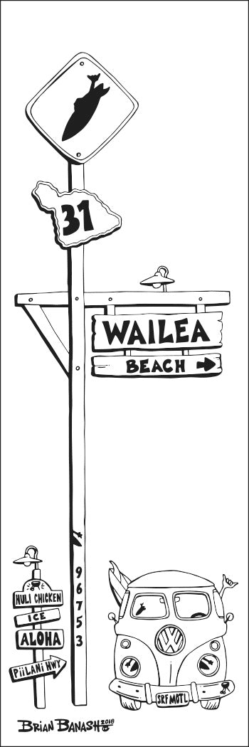 WAILEA ~ TOWN SIGN ~ 8x24