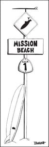 MISSION BEACH ~ LONGBOARD ~ SURF XING ~ 8x24
