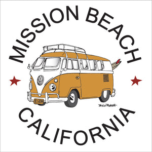 MISSION BEACH ~ CALIF STYLE BUS ~ 12x12