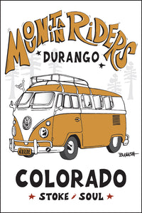 DURANGO ~ MOUNTAIN RIDERS ~ CALIF STYLE BUS ~ 12x18