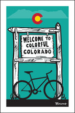 Load image into Gallery viewer, COLORADO ~ WELCOME SIGN ~ MOUNTAIN BIKE ~ 12x18