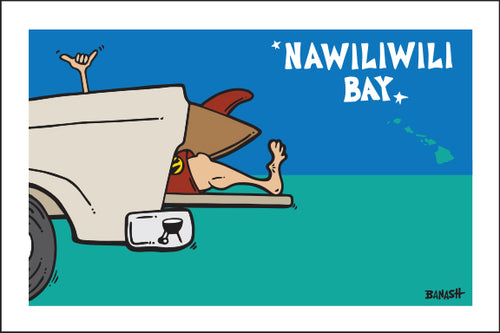 NAWILIWILI BAY ~ TAILGATE SURF GREM ~ 12x18