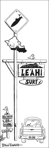 LEAHI (DIAMOND HEAD) ~ TOWN SIGN ~ SURF XING ~ 8x24
