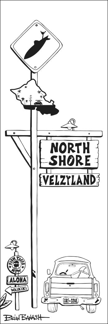 VELZYLAND ~ TOWN SIGN ~ SURF XING ~ 8x24