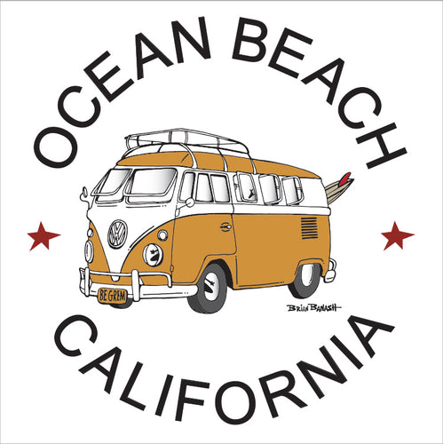 OCEAN BEACH ~ CALIF STYLE BUS ~ 12x12