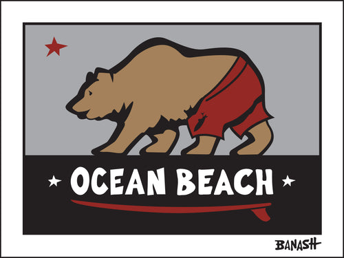 OCEAN BEACH ~ SURF BEAR ~ 16x20