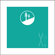 Load image into Gallery viewer, PINES SLOPE ~ SKIIS ~ SEAFOAM ~ 12x12