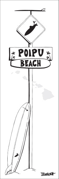 POIPU BEACH ~ LONGBOARD ~ SURF XING ~ 8x24