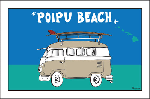 POIPU BEACH ~ SURF BUS ~ 12x18