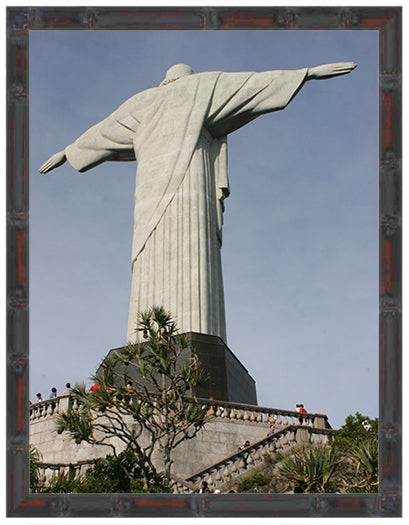BRAZIL ~ RIO DE JANEIRO ~ CHRIST STATUE ~ BAMBOO FRAMED PRINT ~ 11x14