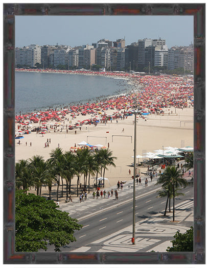 BRAZIL ~ RIO DE JANEIRO ~ COPACABANA BEACH ~ BAMBOO FRAMED PRINT ~ 11x14