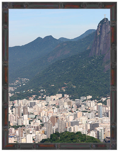 BRAZIL ~ RIO DE JANEIRO ~ DISTANT CHRIST ~ BAMBOO FRAMED PRINT ~ 11x14