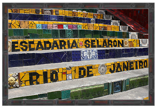 BRAZIL ~ RIO DE JANEIRO ~ THE STEPS ~ SELARON ~ BAMBOO FRAMED PRINT ~ 11x17