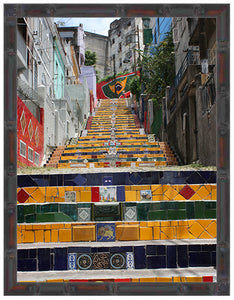 BRAZIL ~ RIO DE JANEIRO ~ THE STEPS ~ BAMBOO FRAMED PRINT ~ 11x14