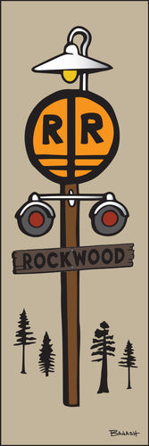 ROCKWOOD ~ RAIL ROAD CROSSING SIGN ~ 8x24
