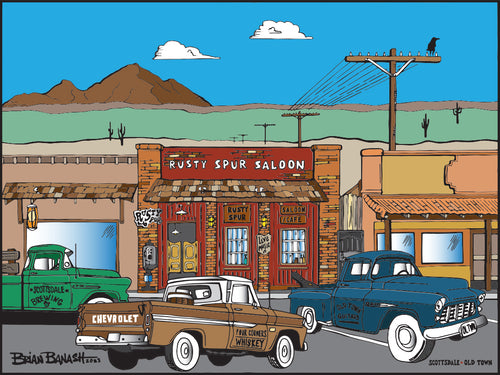 RUSTY SPUR SALOON ~ SCOTTSDALE ~ OLD TOWN ~ PICKUPS ~ 16x20