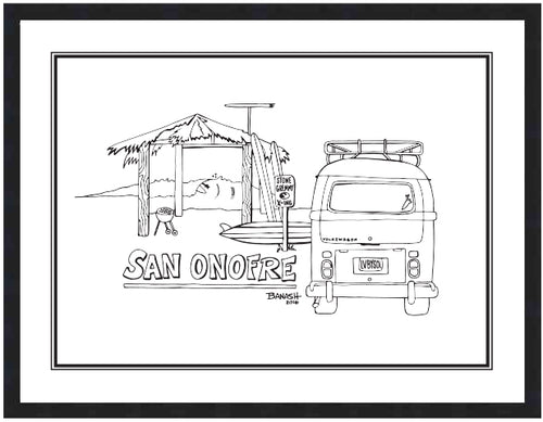 SAN ONOFRE ~ OLD MANS SHACK ~ SURF BUS TAIL ~ 16x20