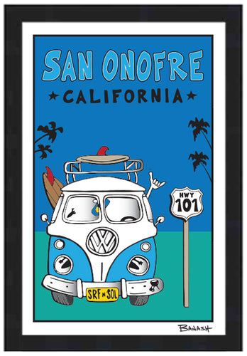 SAN ONOFRE ~ SURF VW BUS GRILL ~ 12x18