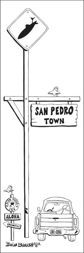 SAN PEDRO ~ TOWN SIGN ~ SURF XING ~ 8x24