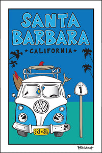 SANTA BARBARA ~ SURF VW BUS GRILL ~ 12x18