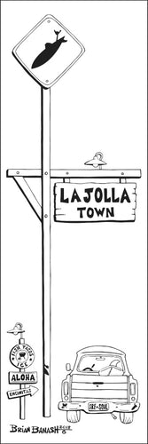 LA JOLLA ~ TOWN SIGN ~ SURF XING ~ 8x24