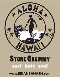 STONE GREMMY SURF ~ BE GREM ~ STACKED ~ HAWAII ~ WHITE ~ HAT