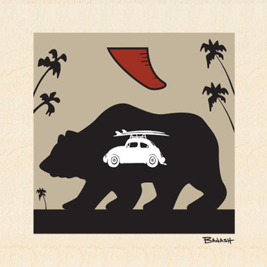 CALIFORNIA BEAR ~ RED FIN ~ SURF BUG ~ 6x6
