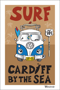 SURF ~ CARDIFF BY THE SEA ~ SURF VW BUS GRILL ~ 12x18