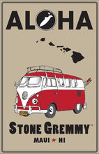 Load image into Gallery viewer, ALOHA ~ MAUI ~ STONE GREMMY SURF ~ SURF CALIF STYLE BUS ~ 12x18