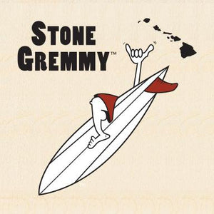 CARDIFF BY THE SEA ~ STONE GREMMY LOGO ~ COMP STRIPES ~ 8x24