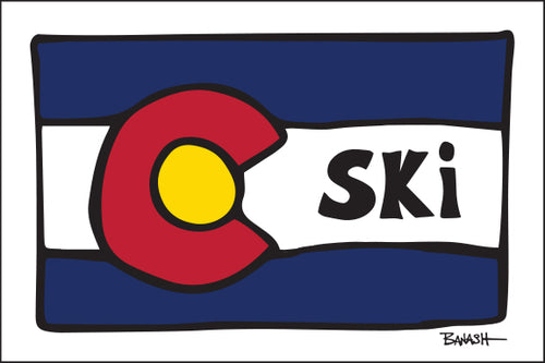 SKI ~ COLORADO FLAG ~ LOOSE ~ 12x18