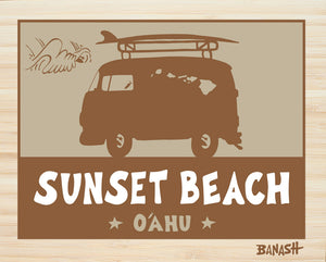 SUNSET BEACH ~ SURF BUS ~ CATCH SAND ~ 16x20