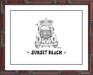 SUNSET BEACH ~ SURF BUG TAIL ~ CATCH A LINE ~ 16x20